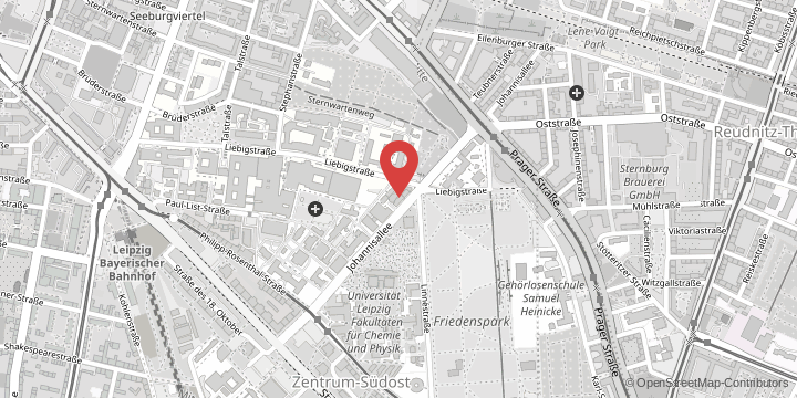 die Karte zeigt folgenden Standort: Institut für Rechtsmedizin, Johannisallee 28, 04103 Leipzig